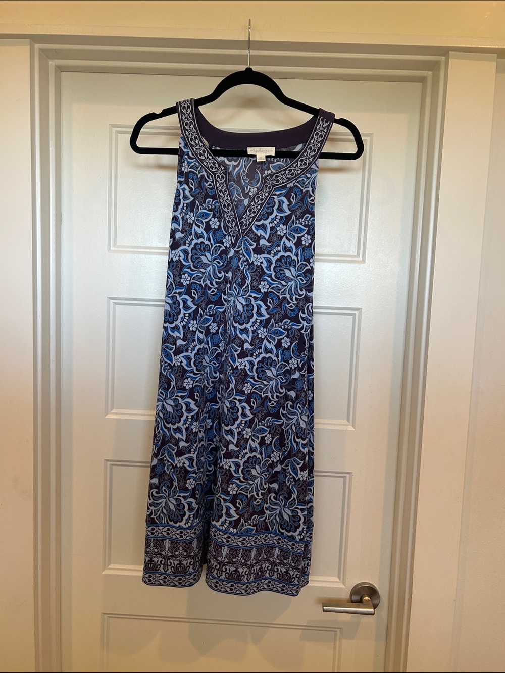 Magnolia Navy and Light Blue Floral Midi Dress